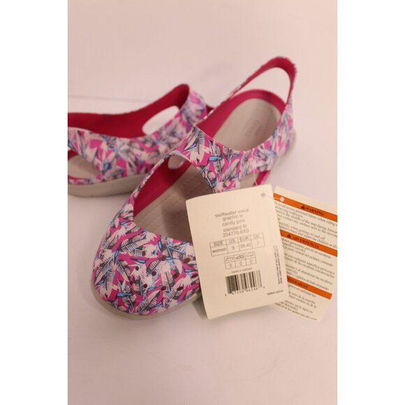 Crocs Shoes Swiftwater Wave Women's 9 Graphic Candy Pink Mary Jane Style NWT - Picture 7 of 9